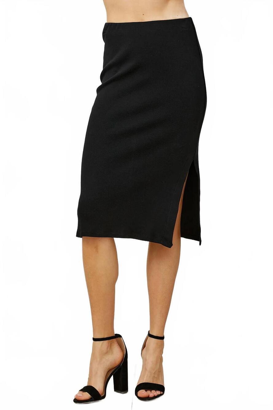 NEW MAVEN WEST knit slit skirt in black